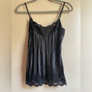 Y2K Wet Seal babydoll lace trim tank top size Small black fairy whimsigoth